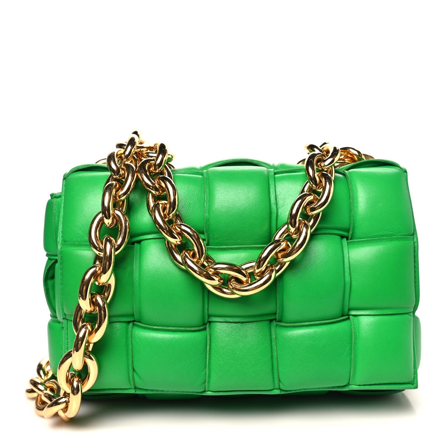Bottega Veneta Bottega Veneta Lambskin Maxi Intreccio Padded Chain Cassette Crossbody Bag Racing Green