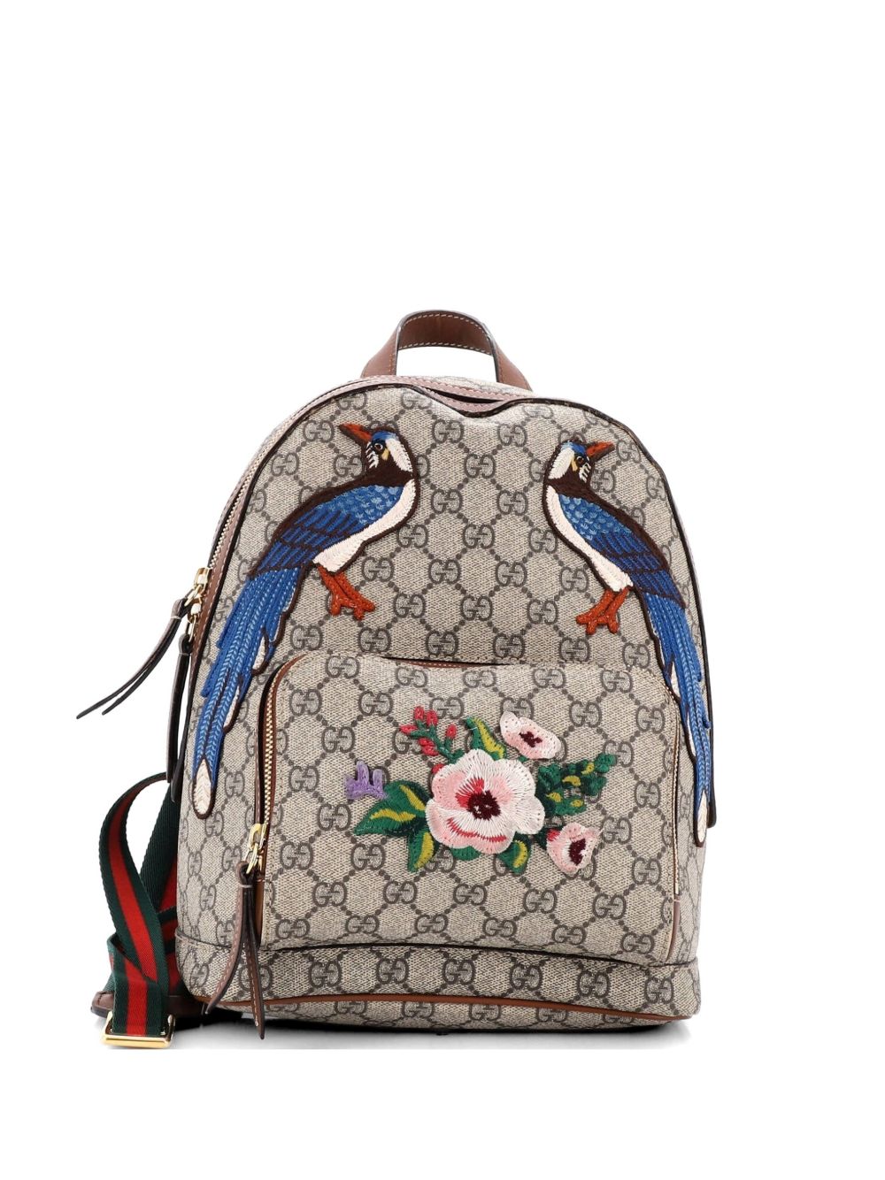 Zip Pocket Embroidered GG Coated Canvas Small backpack