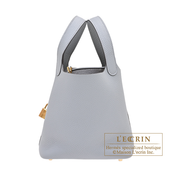 Hermes Picotin Lock bag 18/PM Gris pantin Clemence leather Gold hardware