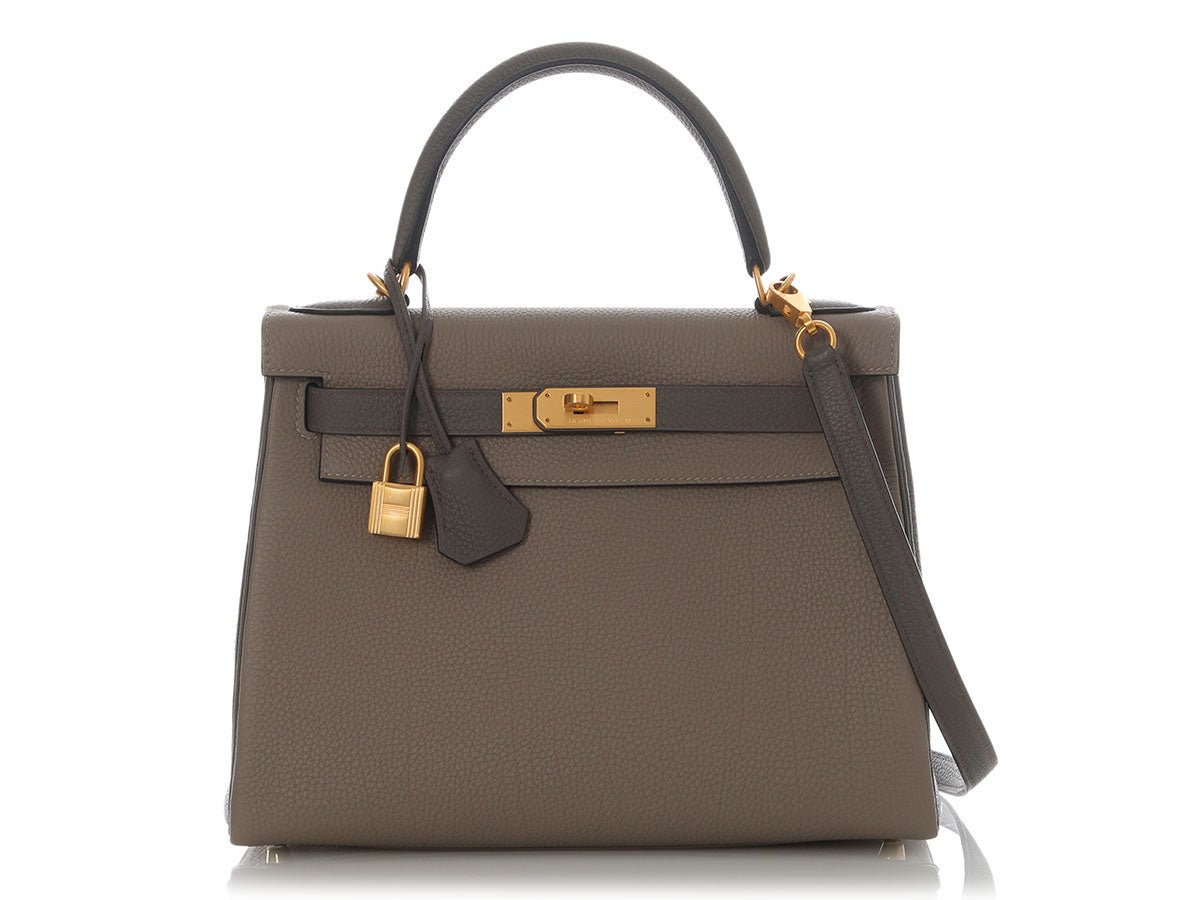 Hermes Hermès SO Gris Asphalte and Etain Togo Kelly 28