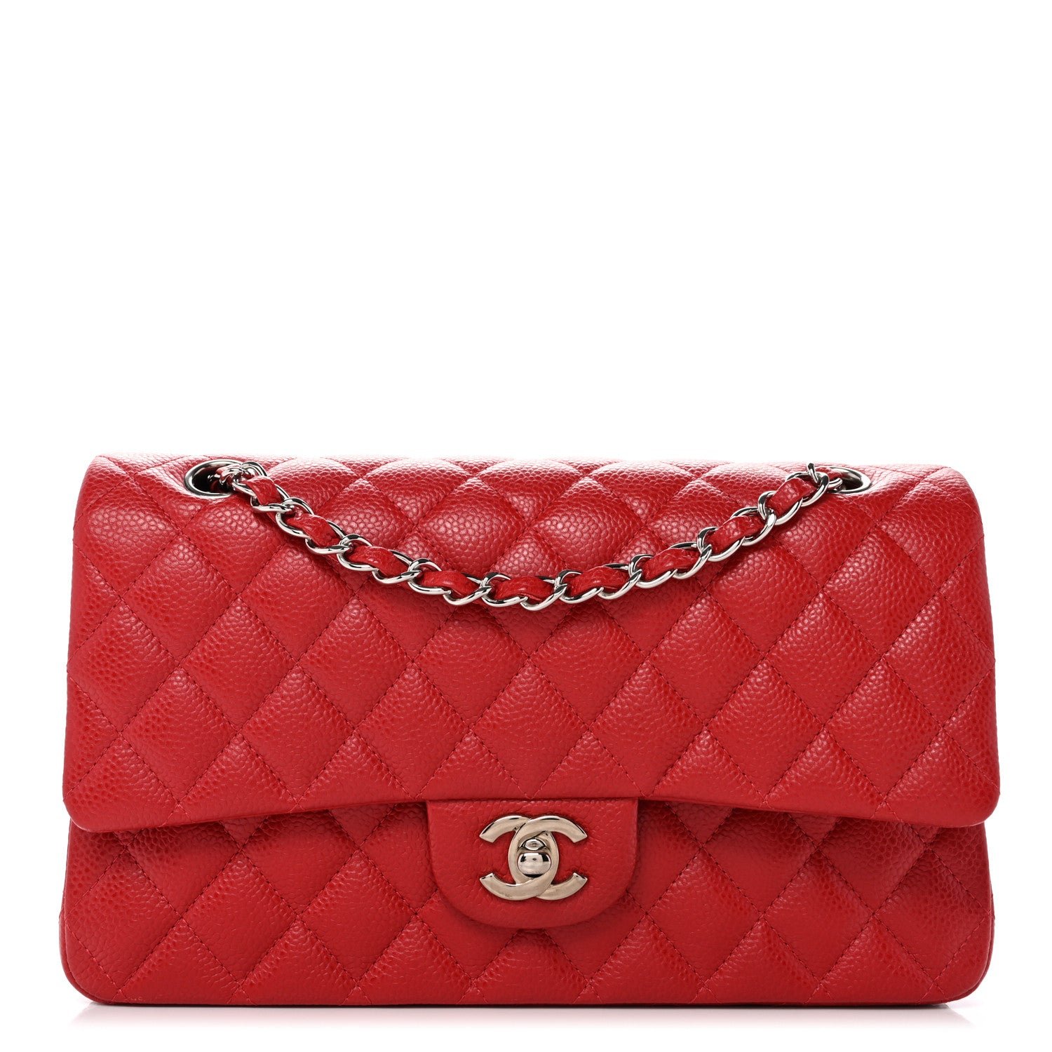 Chanel Caviar Quilted Medium Double Flap Red