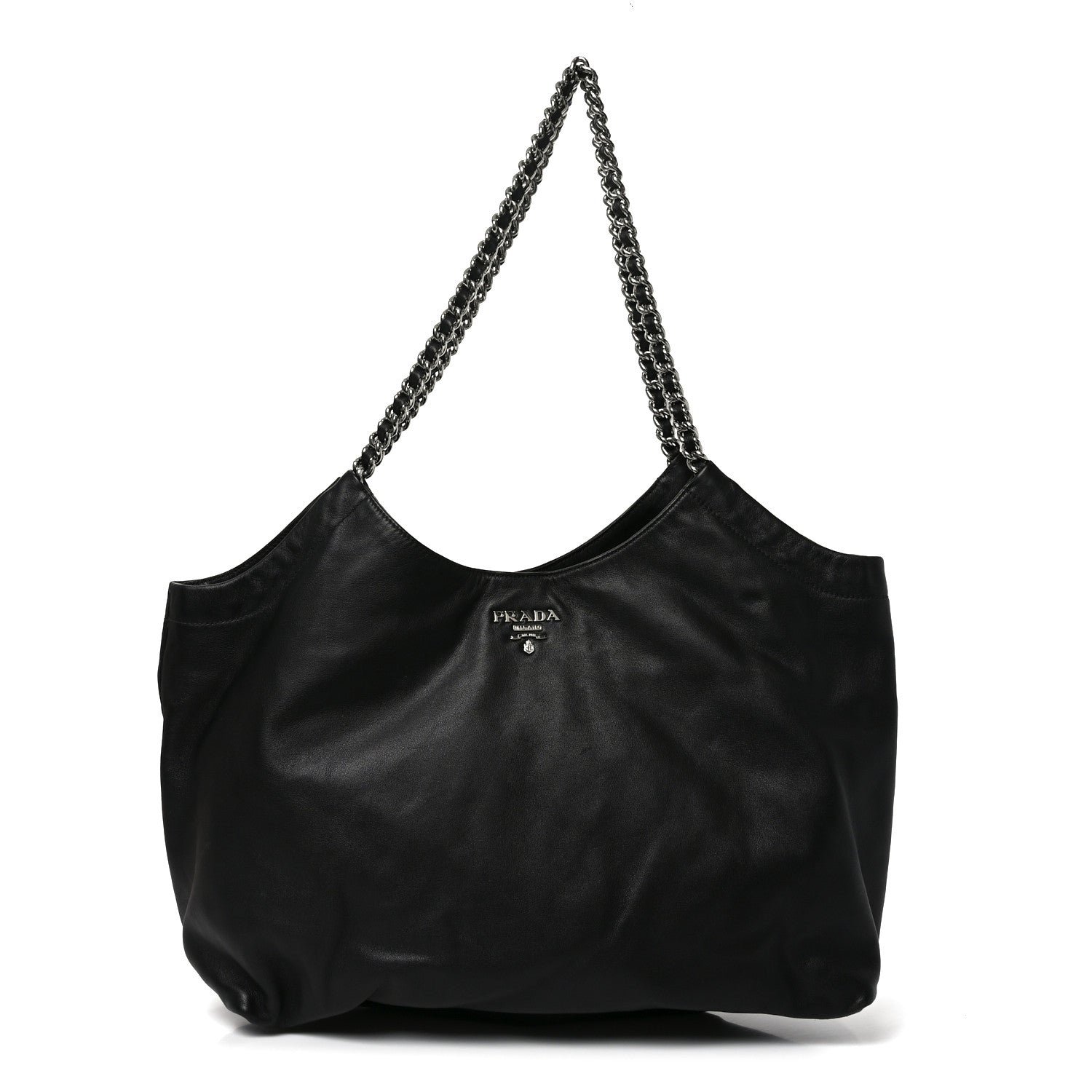 Prada Soft Calf Chain Tote Black