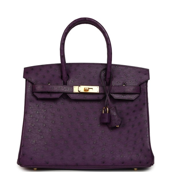 Hermes Hermes Birkin 30 Violet Ostrich Gold Hardware