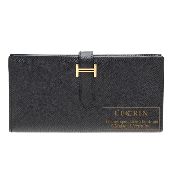 Hermes Bearn Soufflet Black Epsom leather Gold hardware