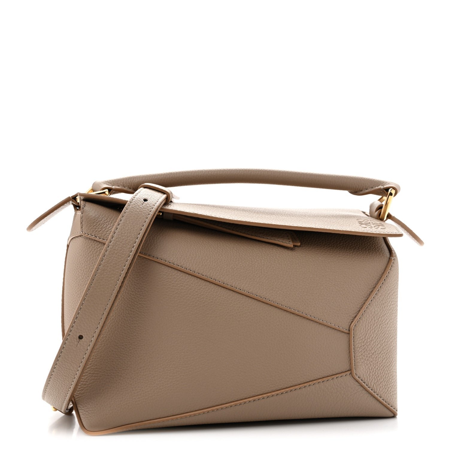 Loewe Grained Calfskin Small Puzzle Edge Bag Sand