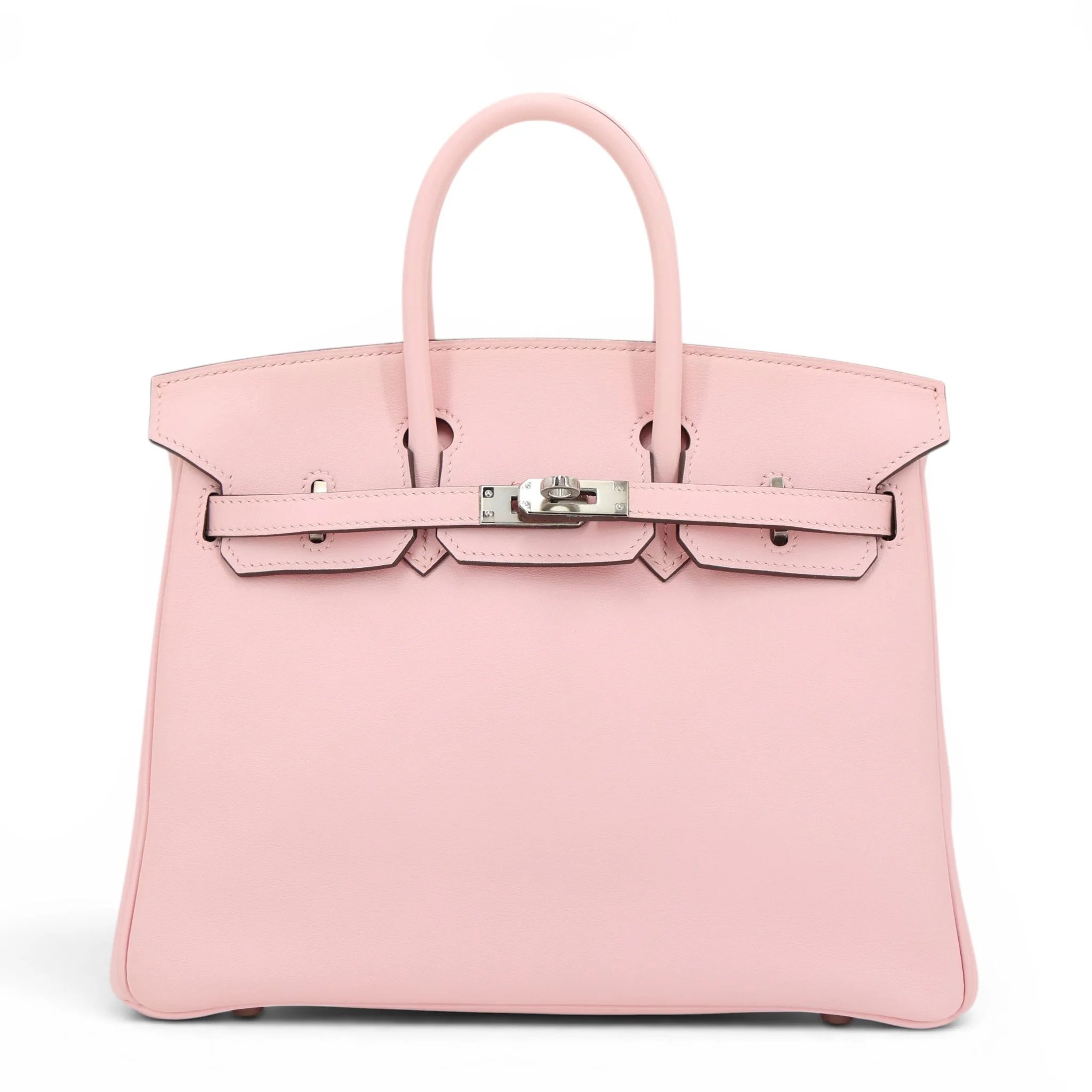 Excellent ( Rank SA ) HERMÈS Birkin 25 Rose Sakura (3Q) Swift Palladium hardware T (2015)