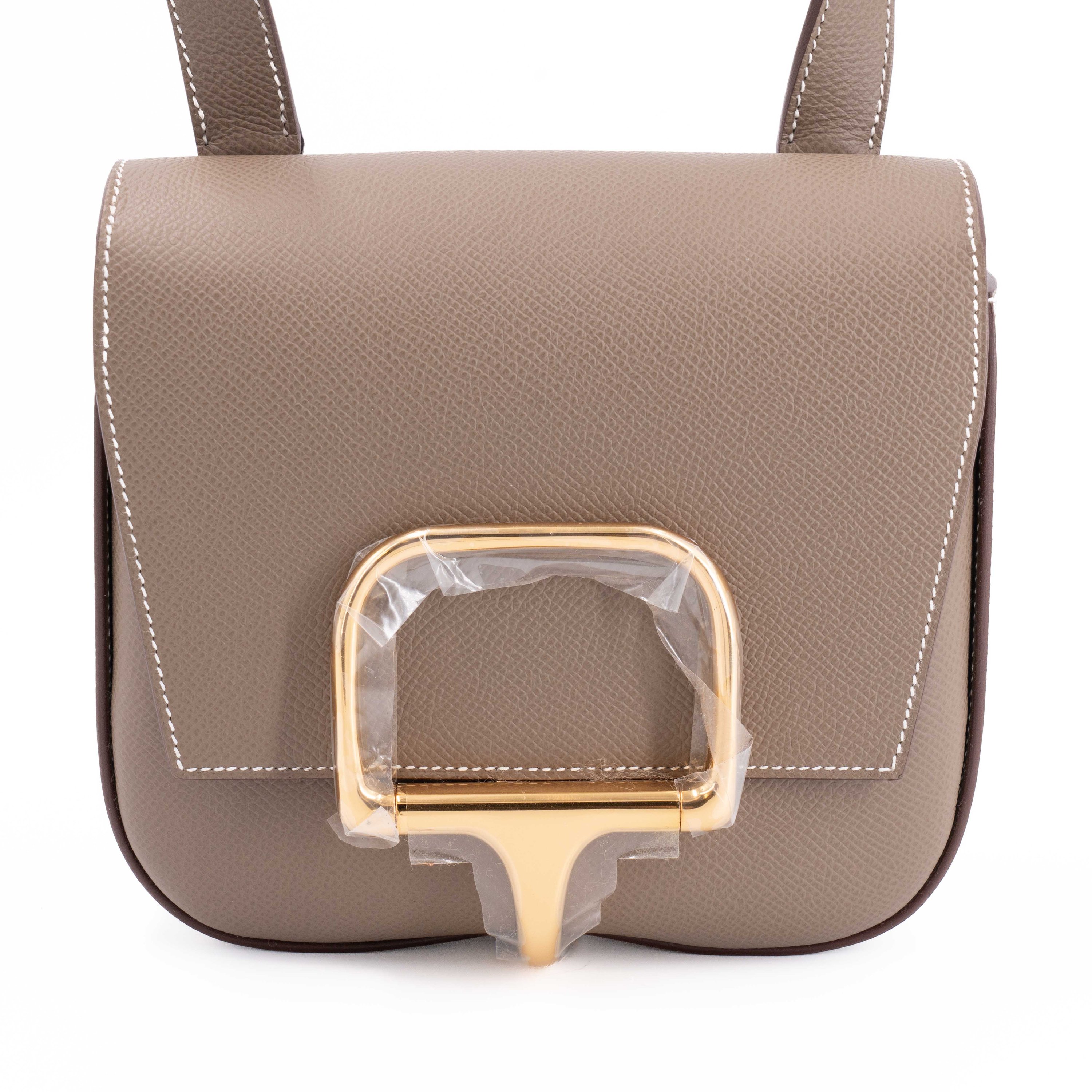 Unused ( Rank NS ) HERMÈS Della Cavalleria mini Etoupe (18) Epsom Gold hardware B (2023)
