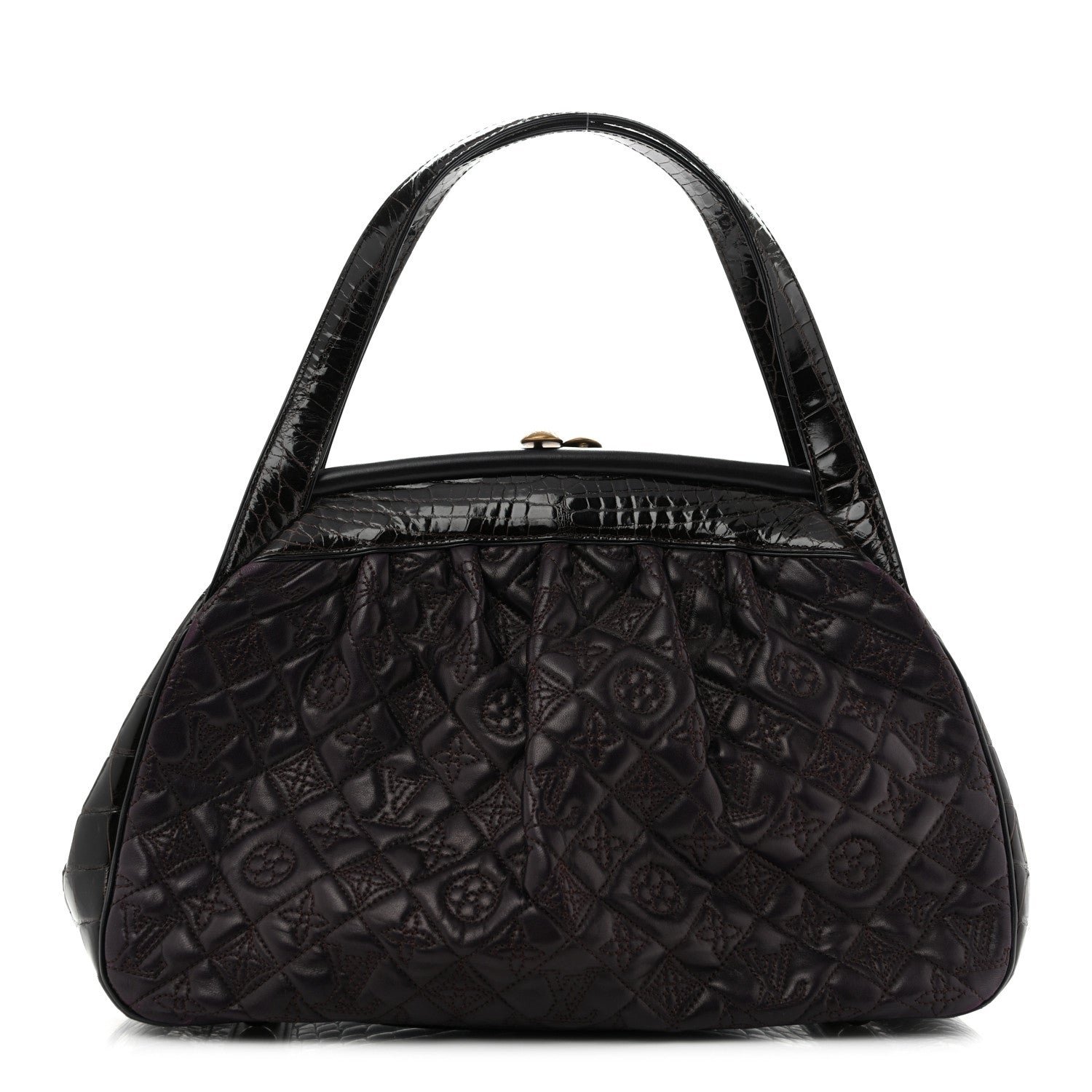 Louis Vuitton Monogram Vienna Alligator Sac Fermoir GM Aubergine