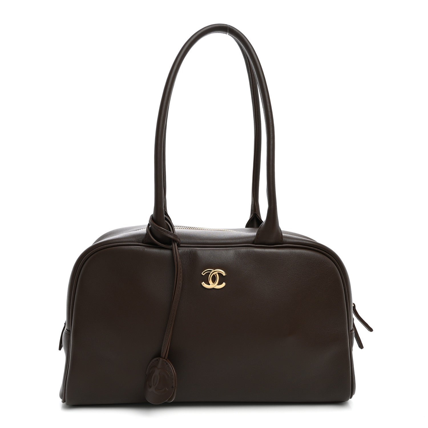 Chanel Calfskin Large Perfect Bowling Bag Dark Brown