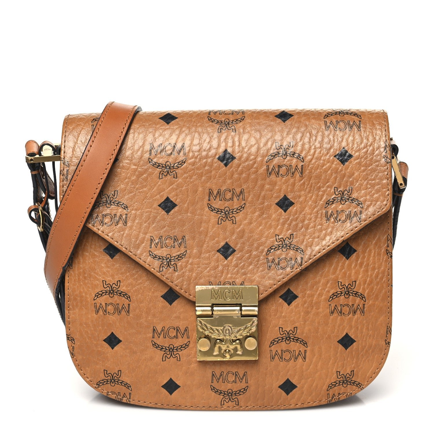 MCM Visetos Patricia Crossbody Bag Cognac