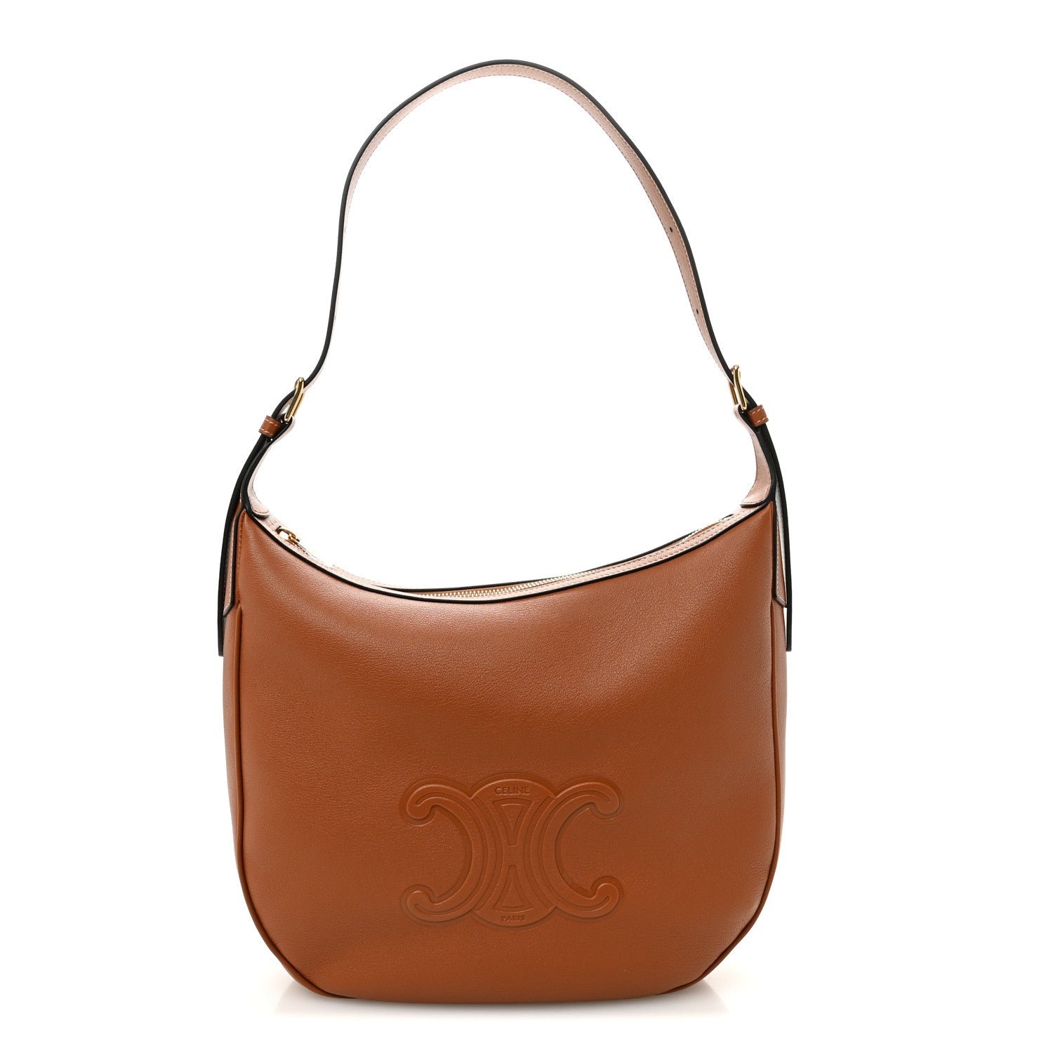 Celine Supple Calfskin Medium Triomphe Heloise Shoulder Bag Tan