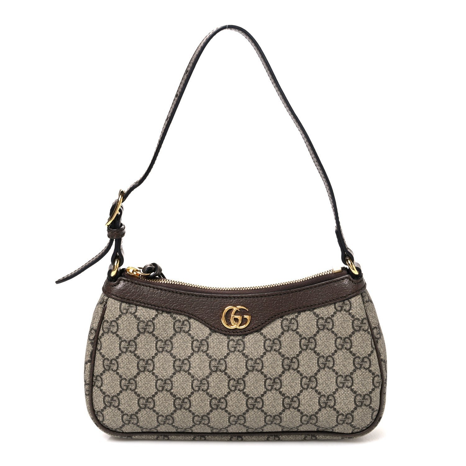 Gucci GG Supreme Monogram Textured Dollar Calfskin Small Ophidia Hobo Beige Ebony New Acero