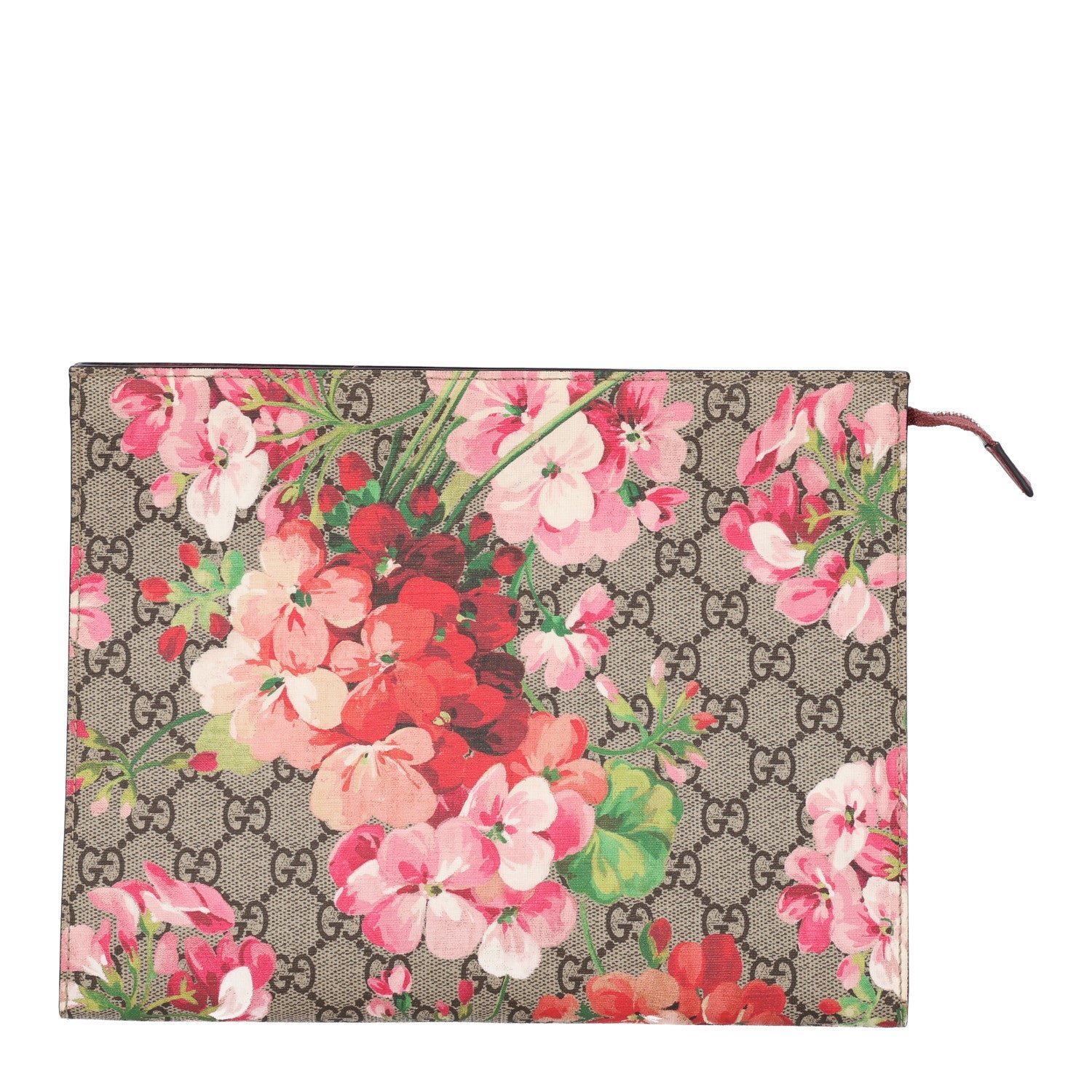 Gucci GG Supreme Monogram Blooms Large Cosmetic Case Beige Multicolor Dry Rose