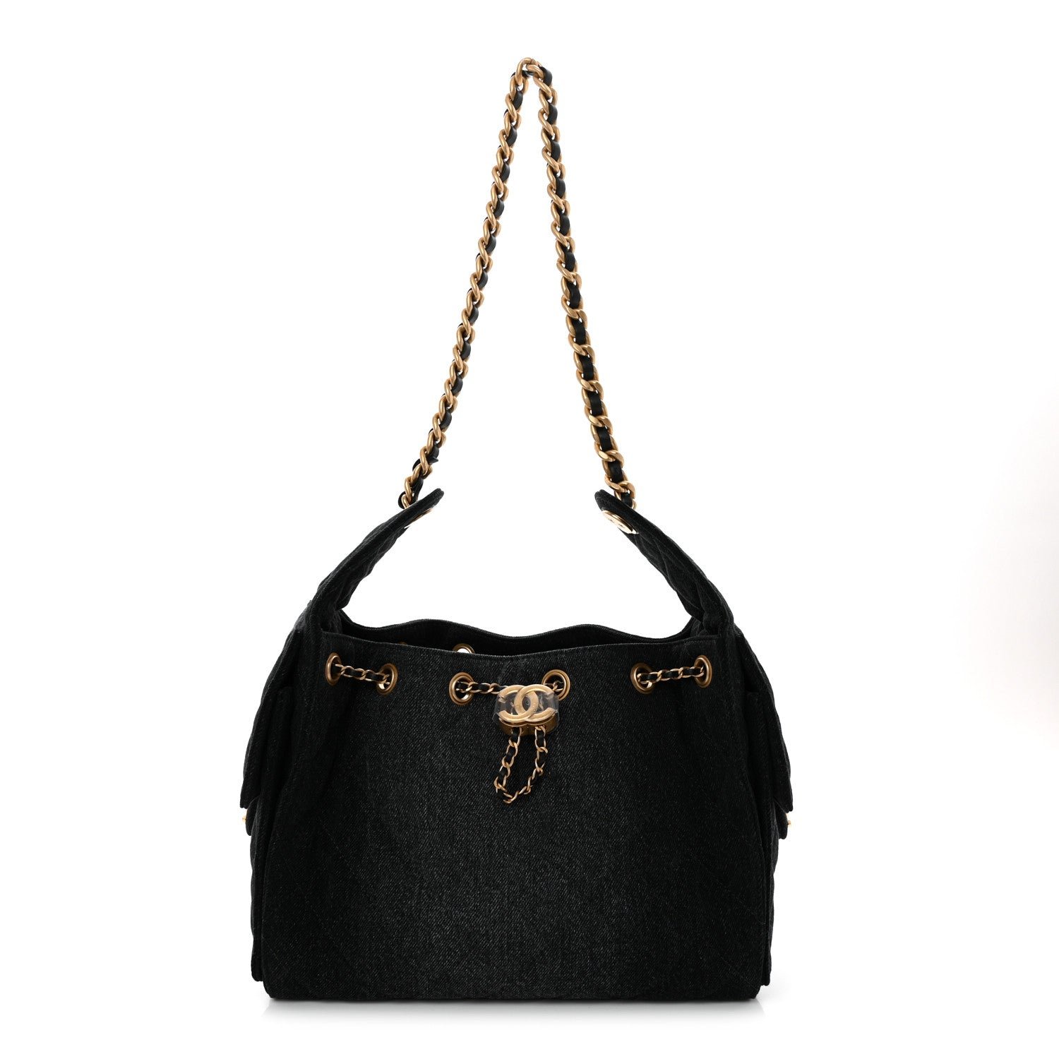 Chanel Washed Denim Quilted Small Chanel 25 Handbag Black