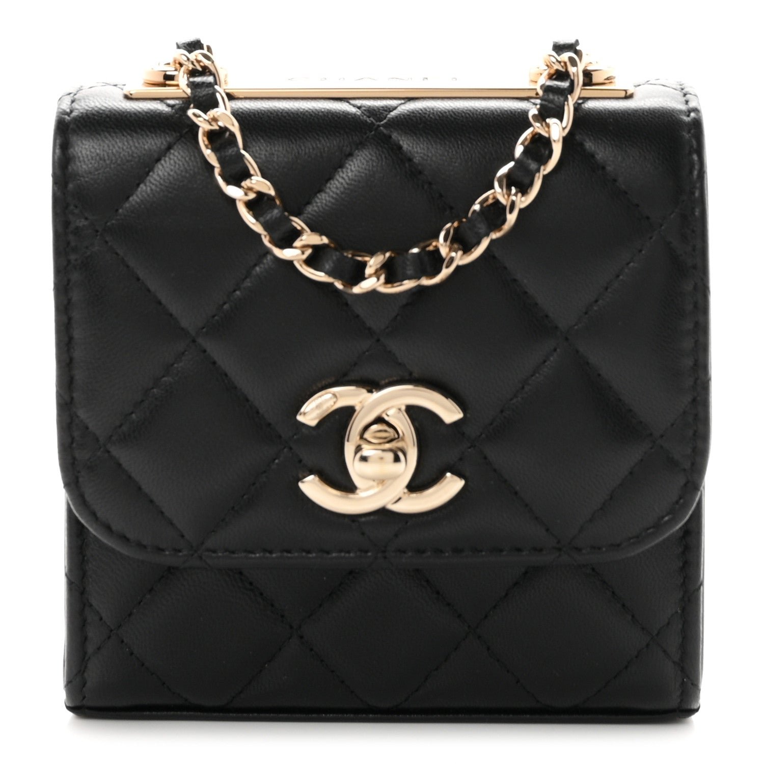 Chanel Lambskin Quilted Mini Trendy CC Chain Wallet Black