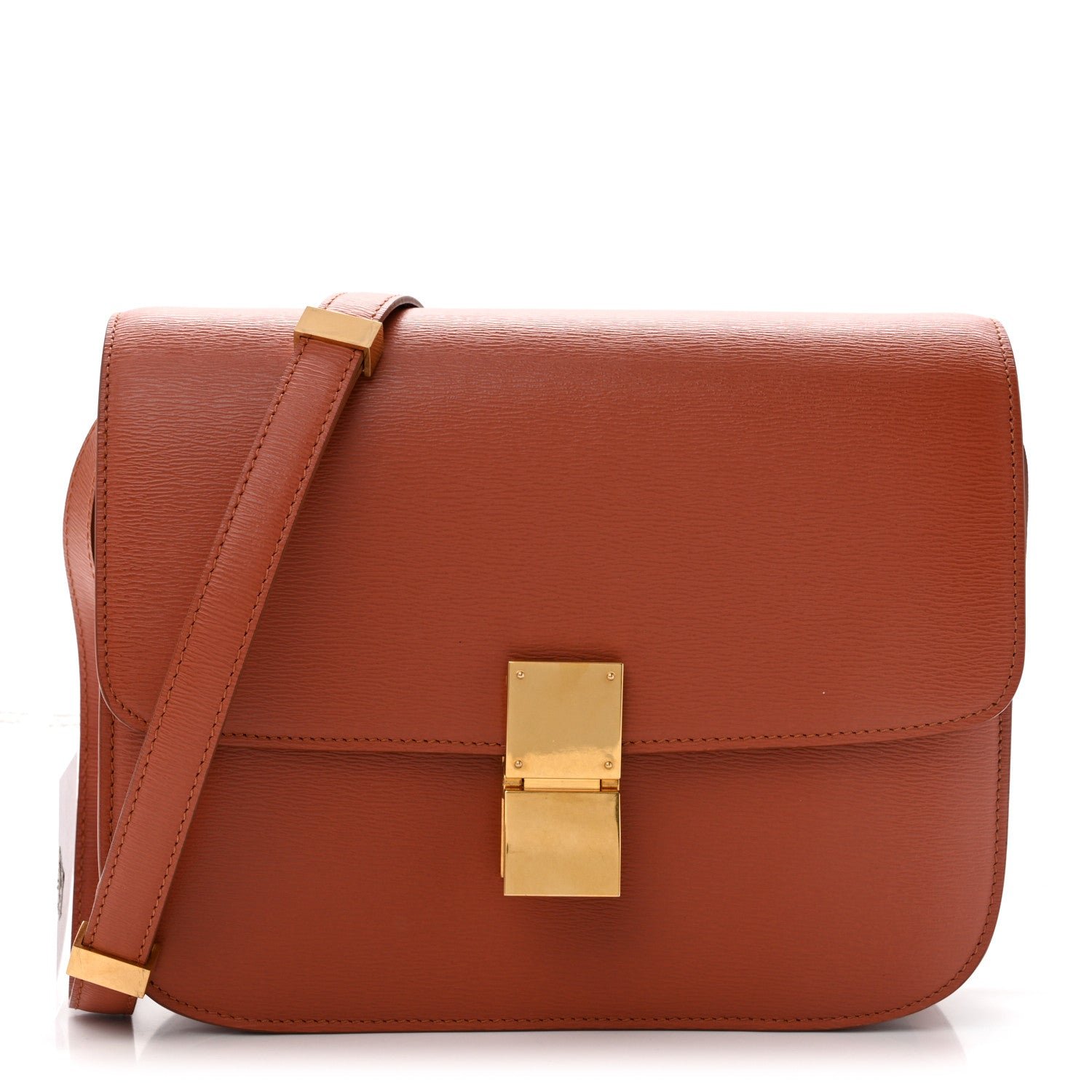 Celine Liege Calfskin Medium Classic Box Flap Bag Terracotta