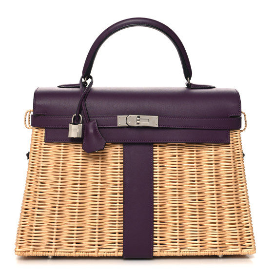 Hermes Wicker Swift Picnic Kelly 35 Naturel Cassis