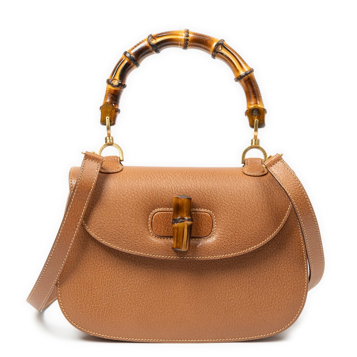 Leather Bamboo Top Handle Flap