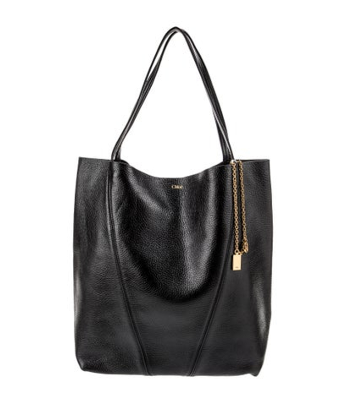 Chloe Leather Spin Tote Bag Black Large