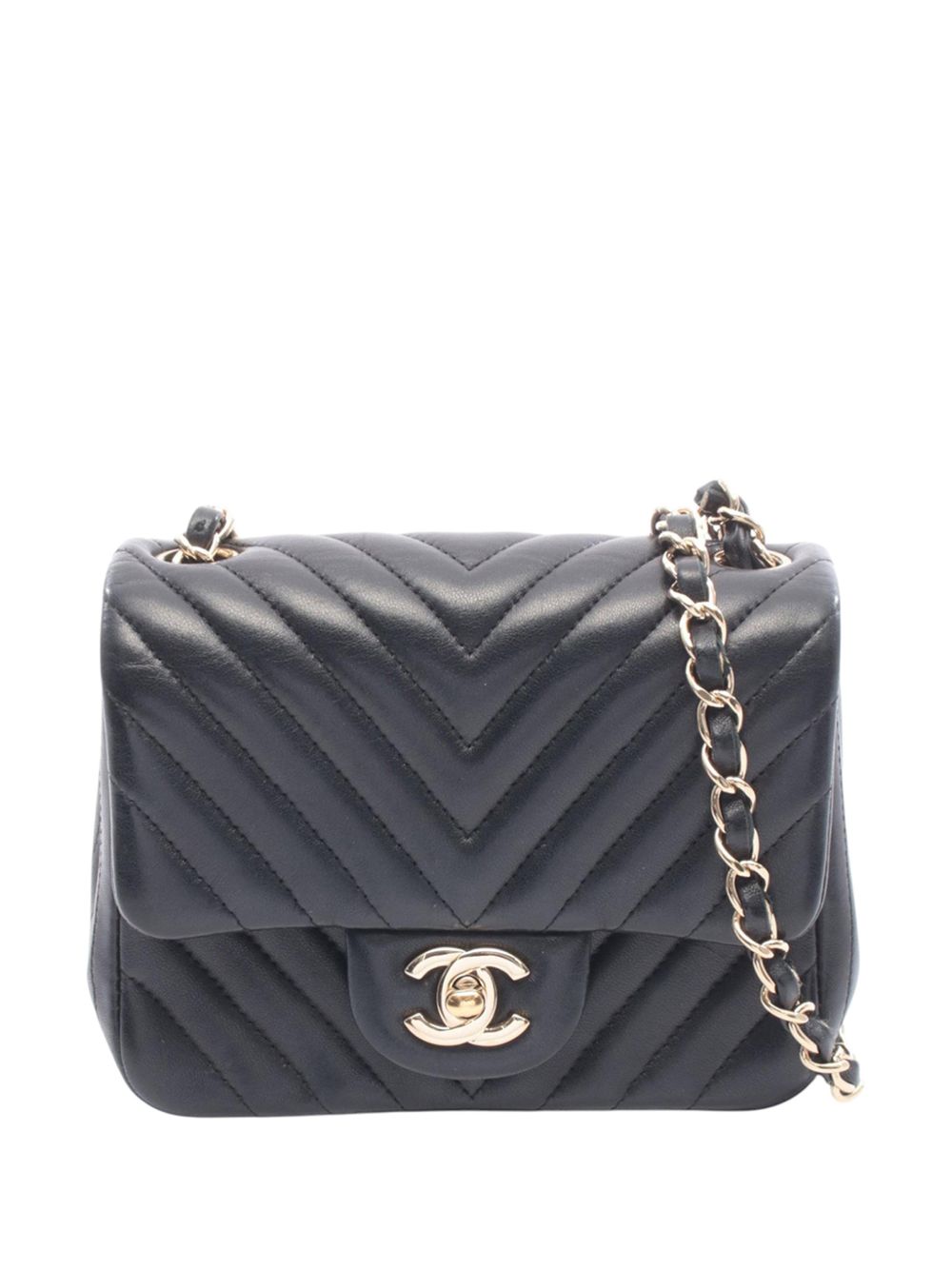 2017-2018 Mini Square Classic Chevron Lambskin Single Flap crossbody bag