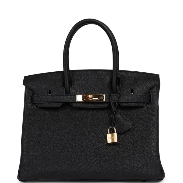 Pre-owned Hermes Birkin 30 Black Togo Gold Hardware