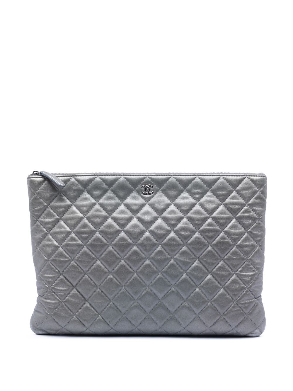 2016-2017 Large Quilted Metallic Lambskin O Case clutch bag