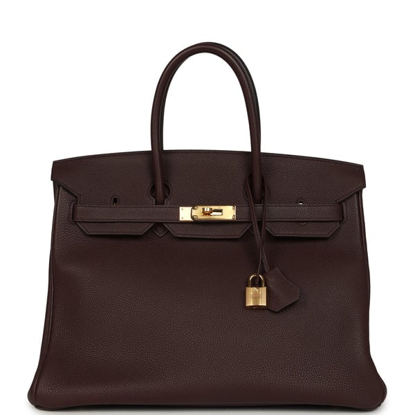 Pre-owned Hermes Birkin 35 Rouge Sellier Togo Gold Hardware