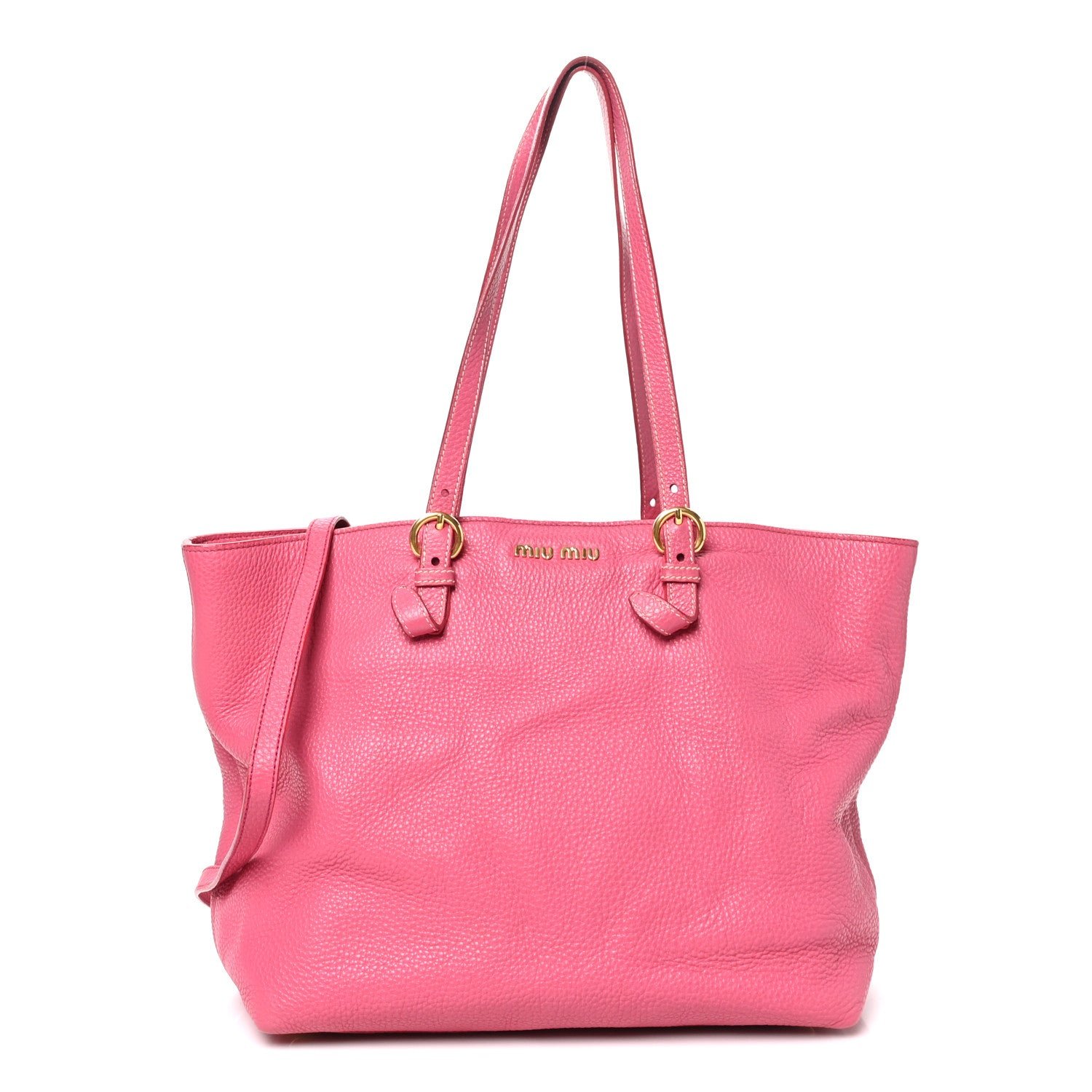 Miu Miu Vitello Daino Shopping Tote Peonia