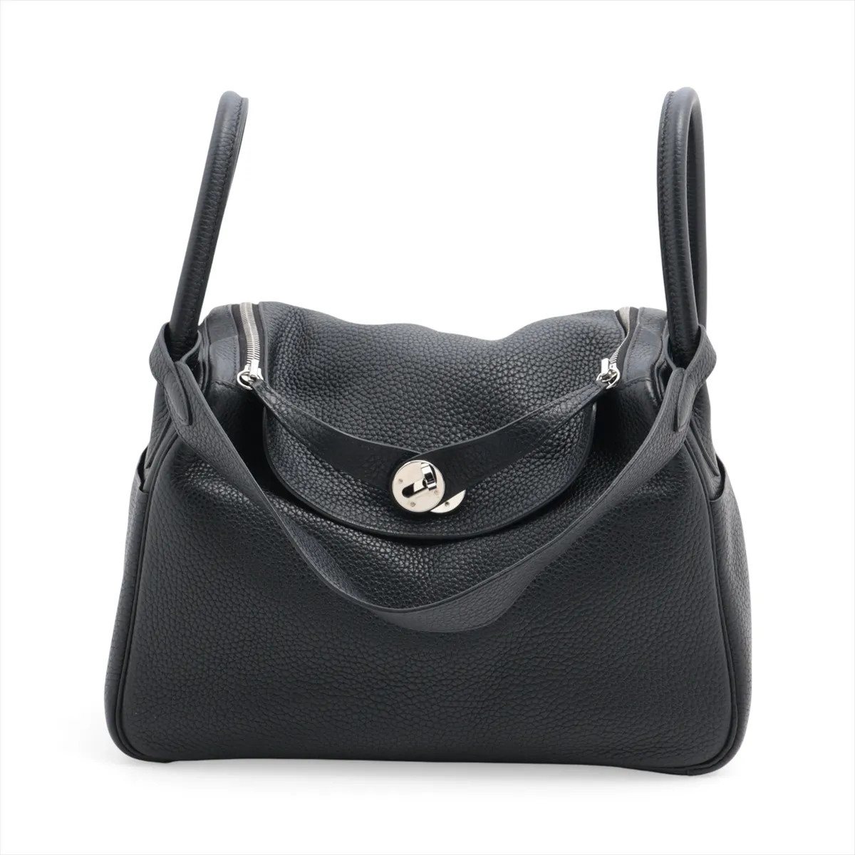 Hermès Lindy 30 Taurillon Clemence Black Silver Metal Fittings