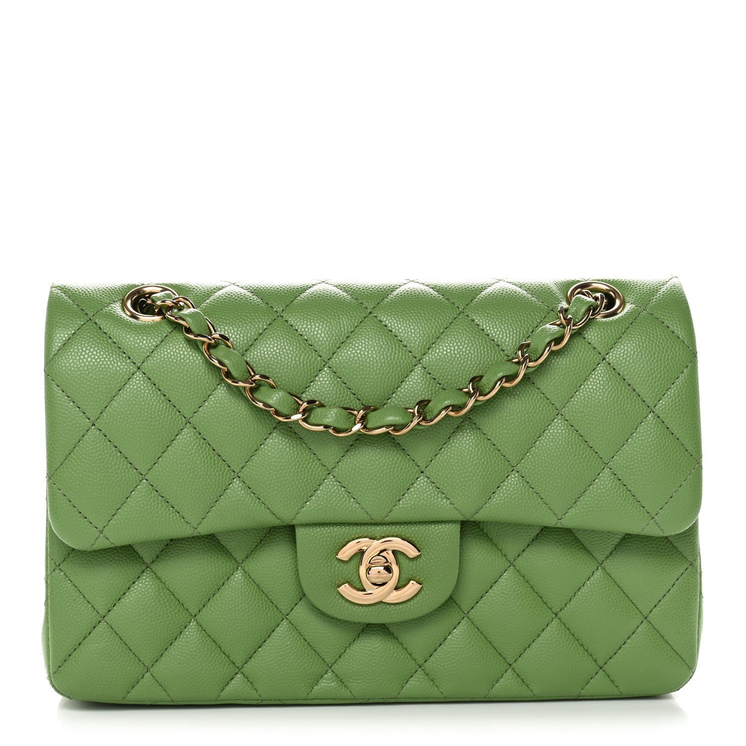 Chanel Caviar Quilted Small Double Flap Green