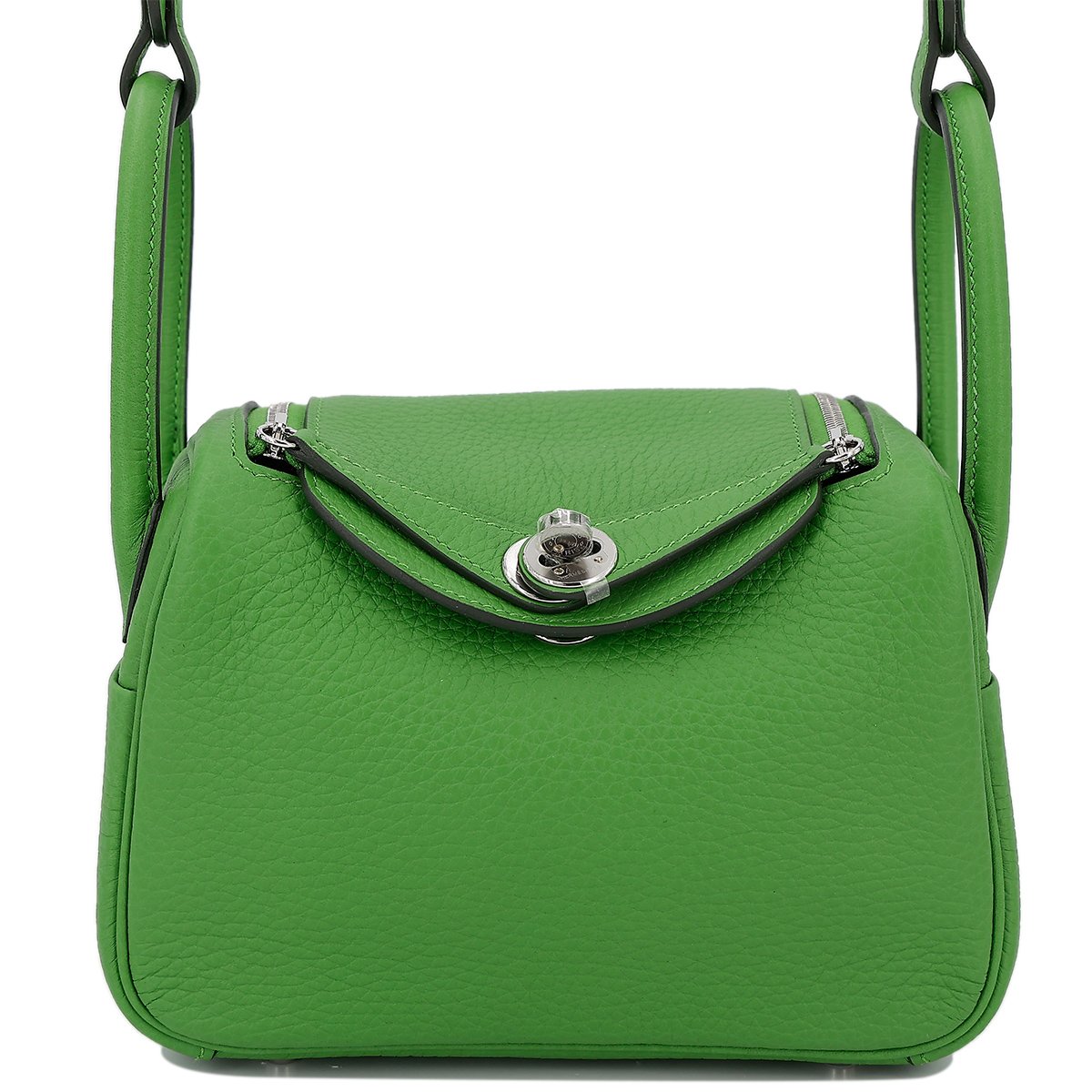 Unused ( Rank NS ) HERMÈS Mini Lindy Vert Yucca (A8) Clemence Palladium hardware B (2023)