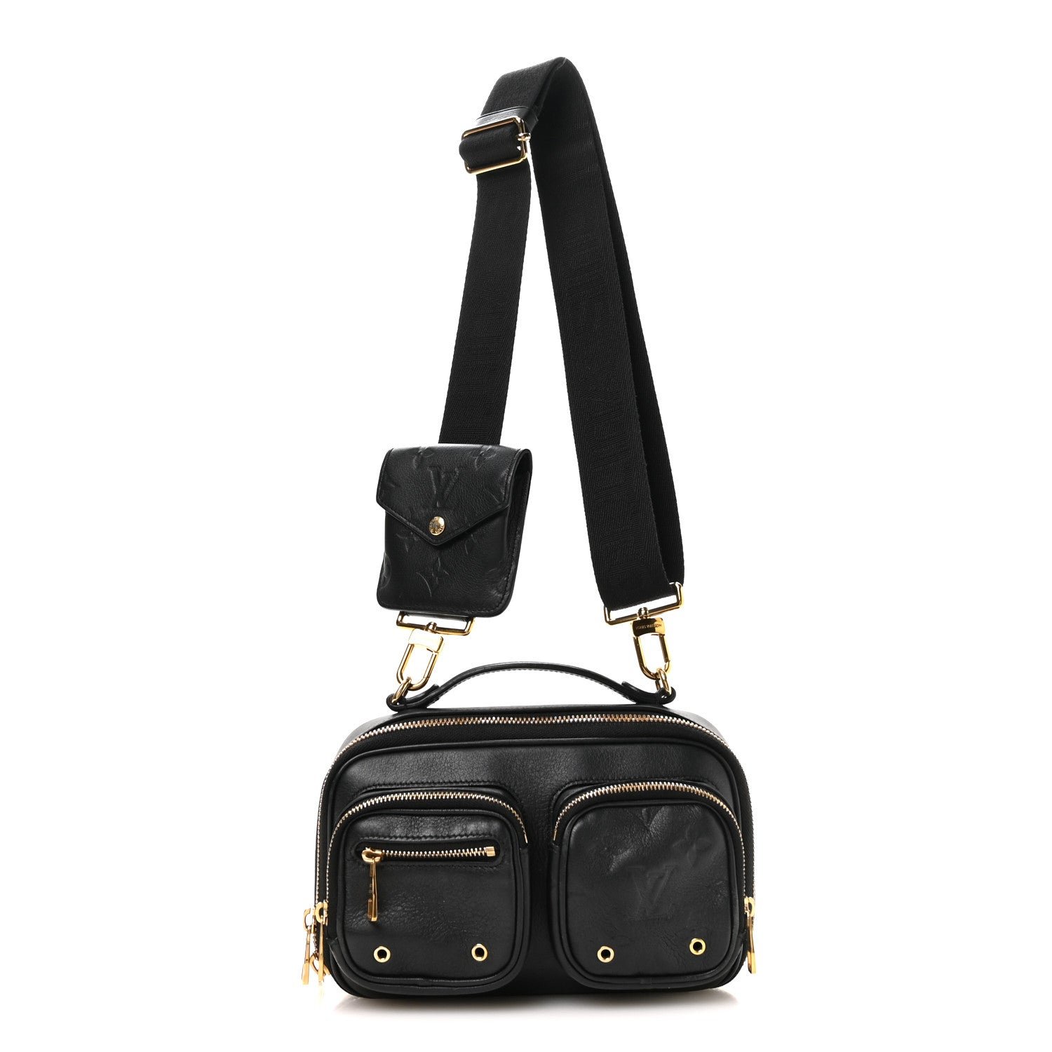 Louis Vuitton Calfskin Monogram Embossed Utility Crossbody Black