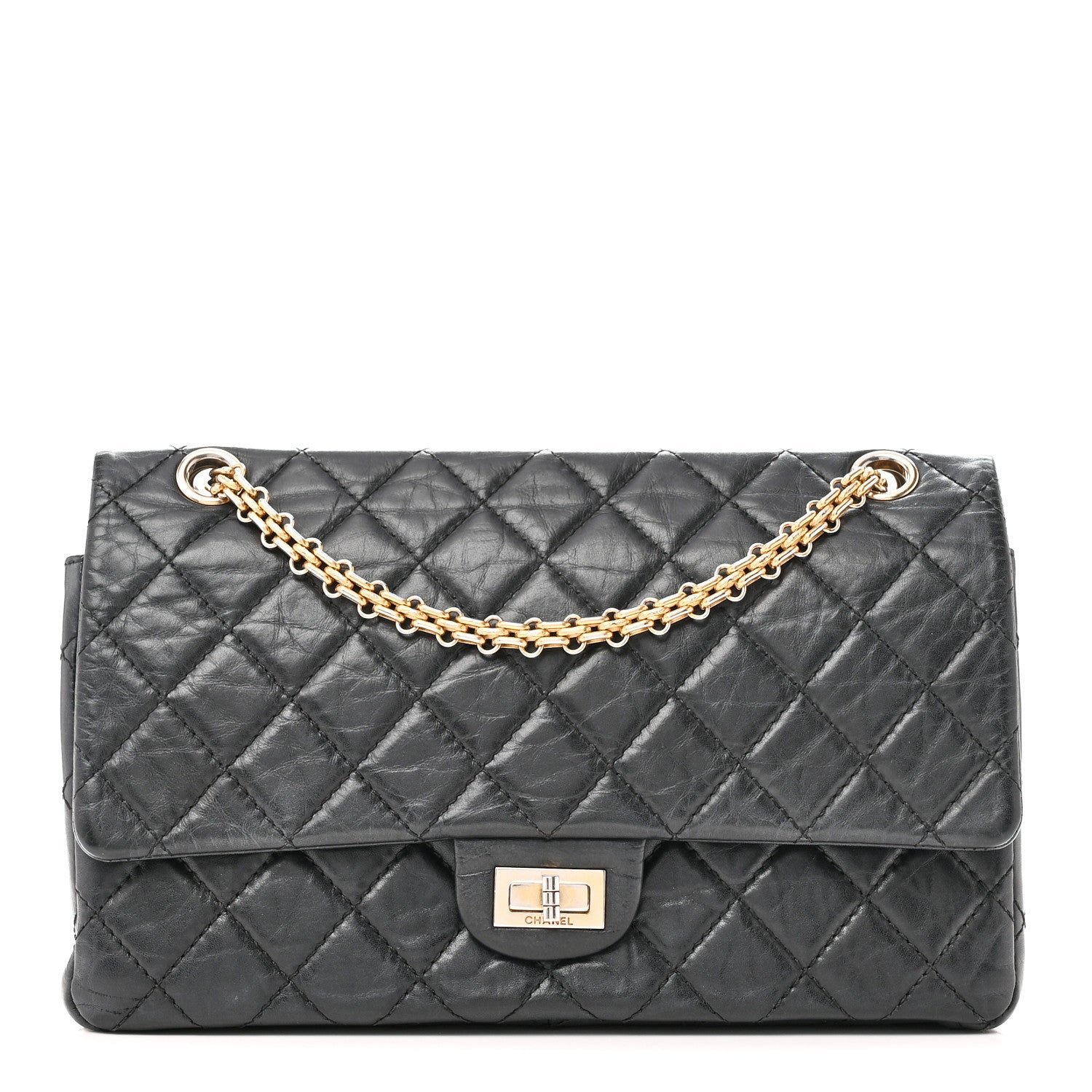 Chanel Aged Calfskin Quilted 2.55 Reissue 226 Flap Black