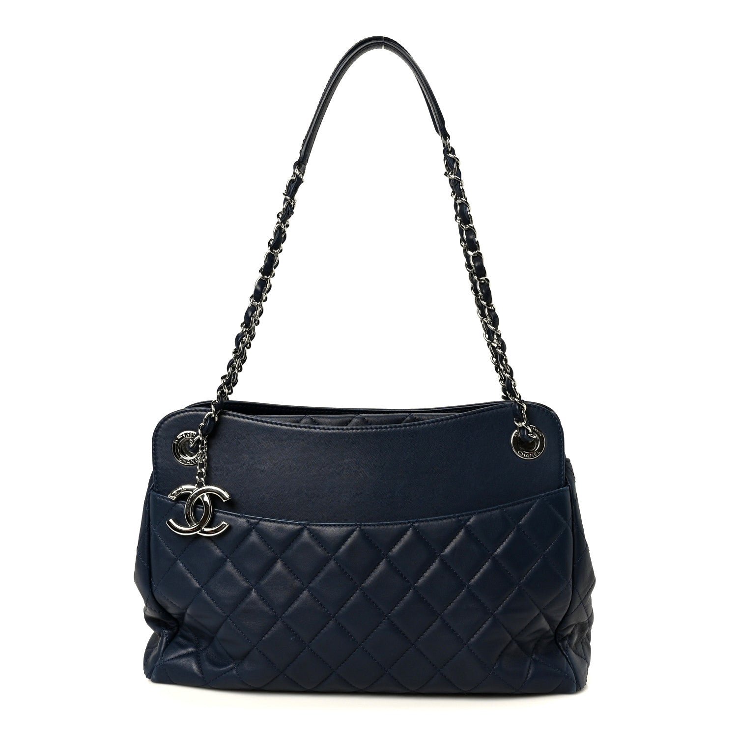 Chanel Lambskin Quilted Chanel 7 Large Tote Navy