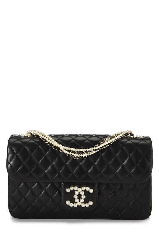 Black Quilted Lambskin Westminster Pearl Flap Medium