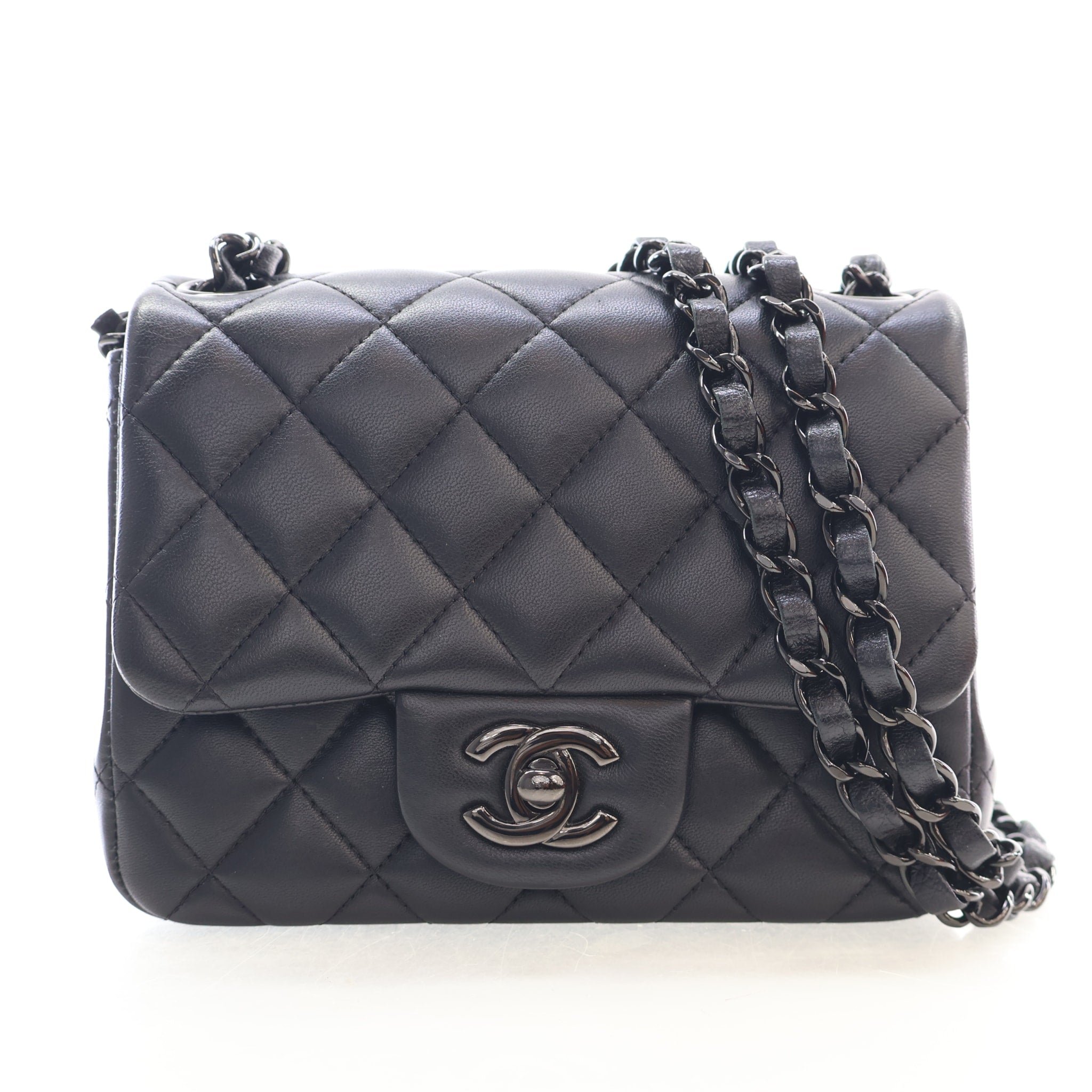 Chanel Lambskin So Black Mini Square Flap Bag
