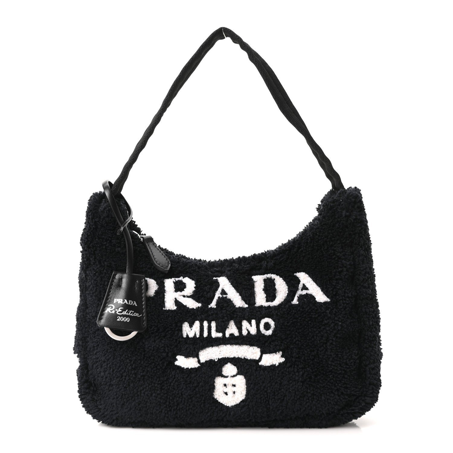 Prada Terry Cloth Mini Re-Edition 2000 Bag Black White