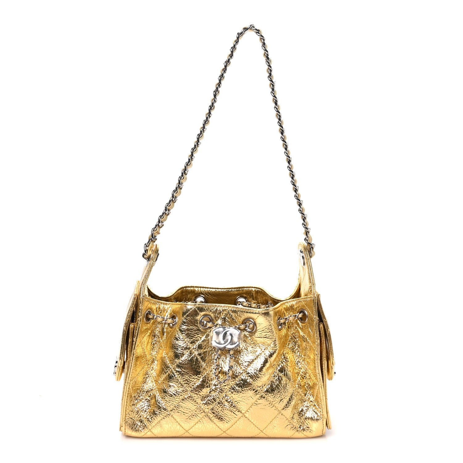 Chanel Metallic Aged Calfskin Quilted Mini Chanel 25 Handbag Gold