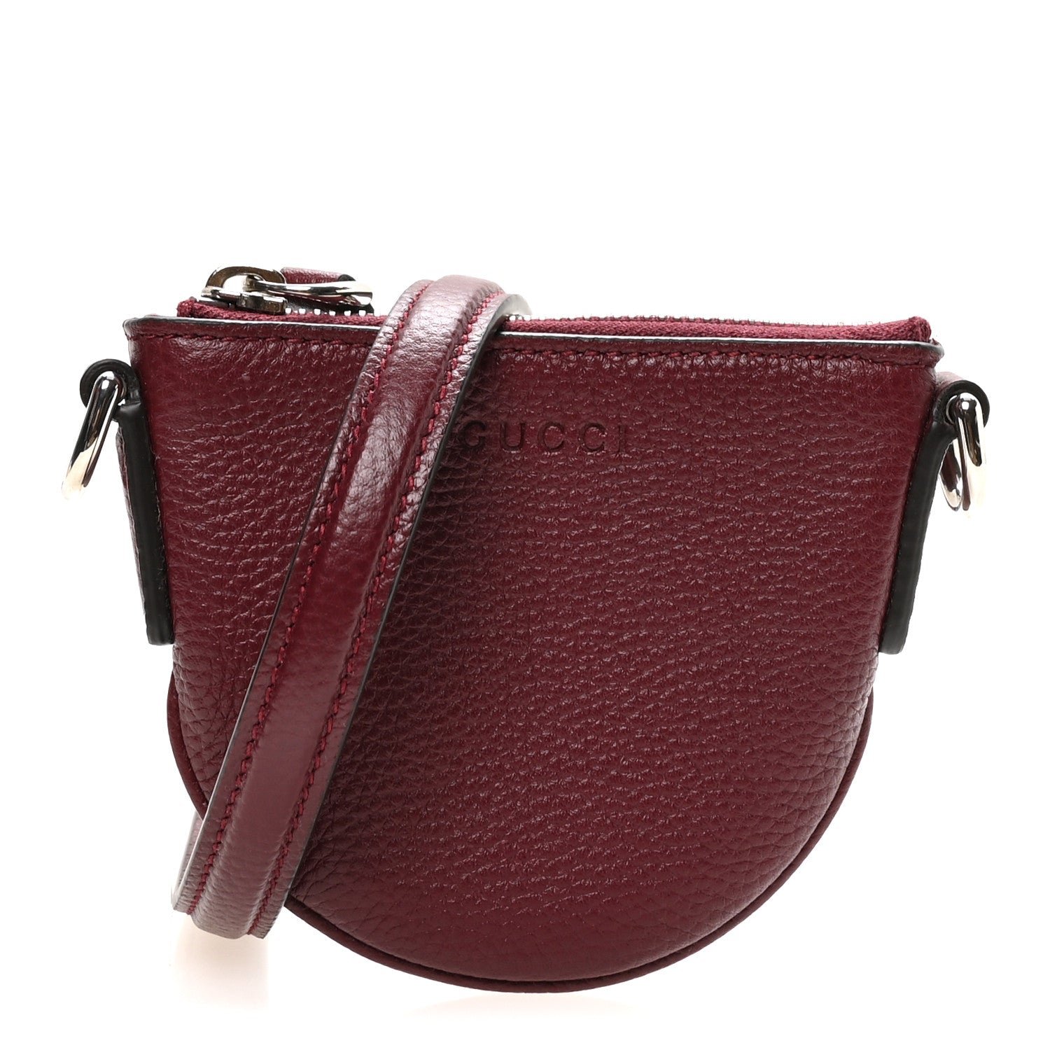 Gucci Pebbled Calfskin Mini B Shoulder Bag Rosso Ancora