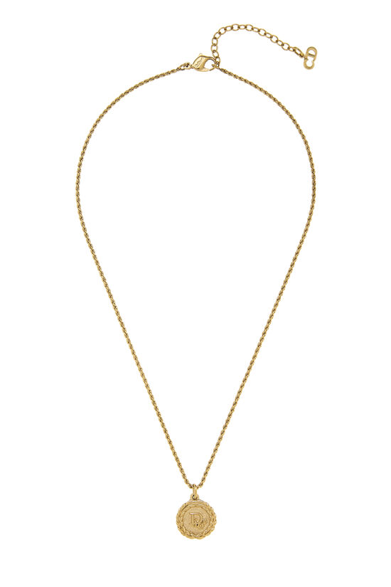 Dior Gold Oval Logo Necklace