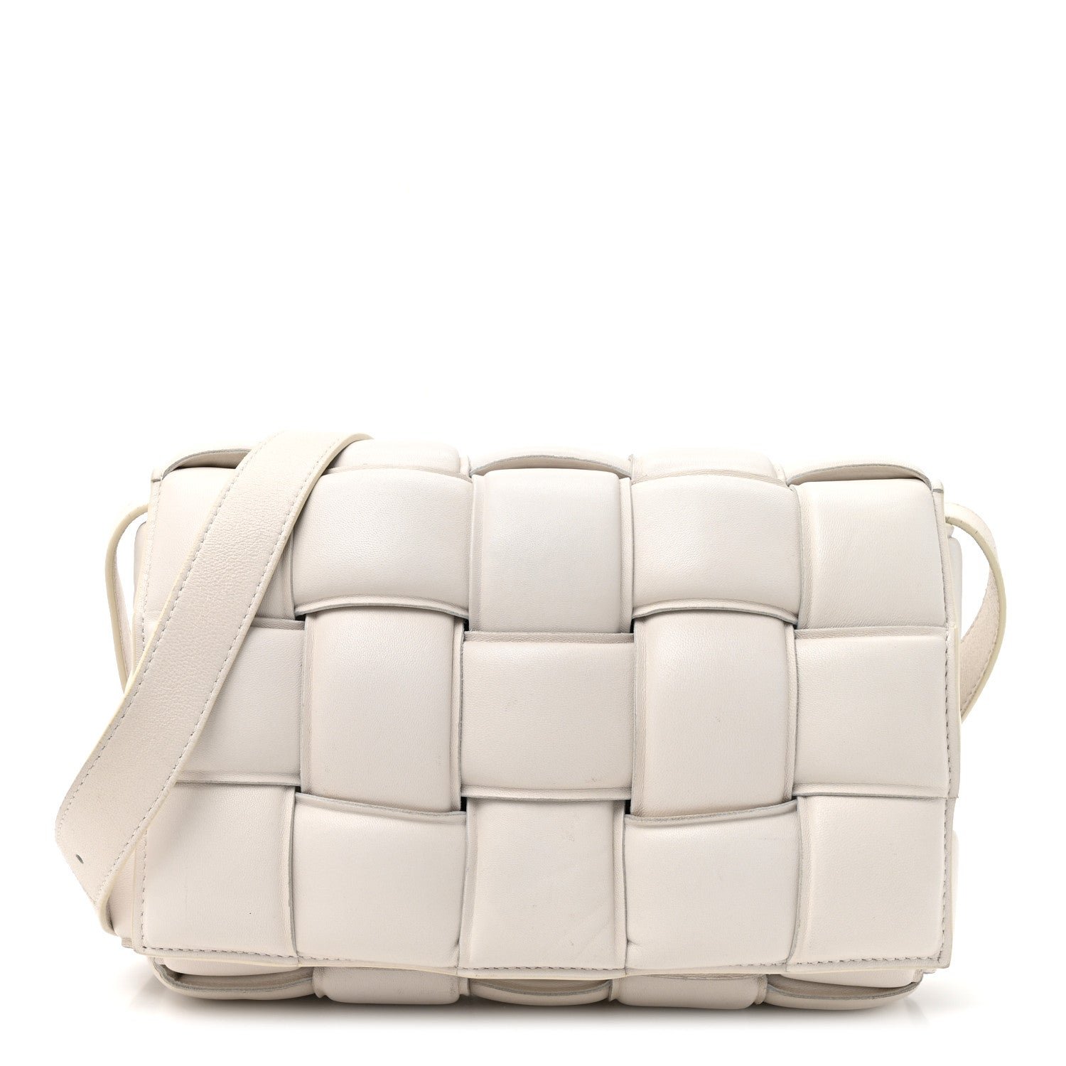 Bottega Veneta Nappa Maxi Intreccio Padded Cassette Crossbody Bag Chalk