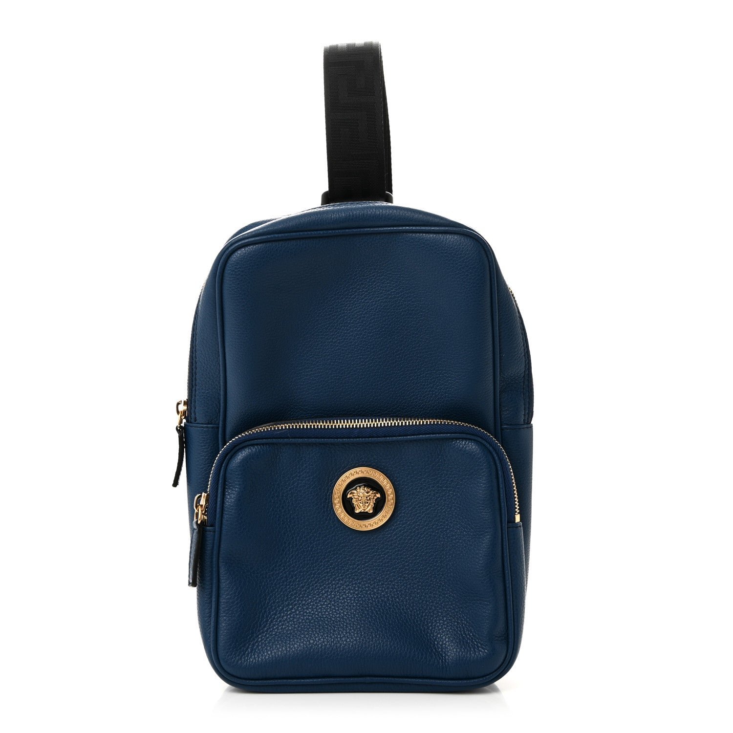 Versace Calfskin Sling Backpack Blue