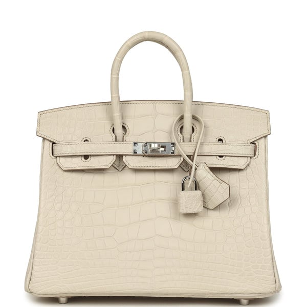 Hermes Hermes Birkin 25 Beton Matte Alligator Palladium Hardware