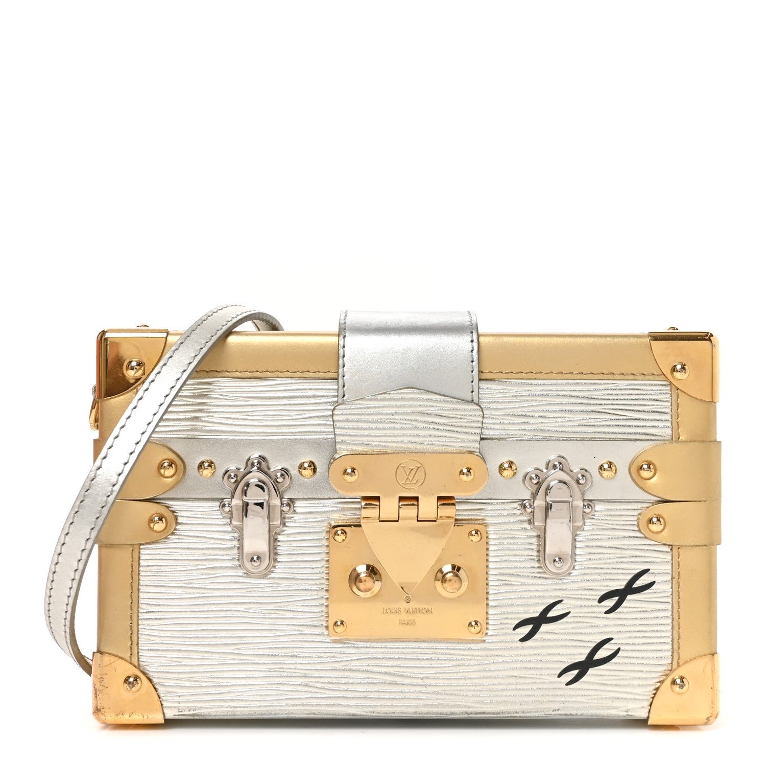 Louis Vuitton Metallic Epi Petite Malle Silver Silver