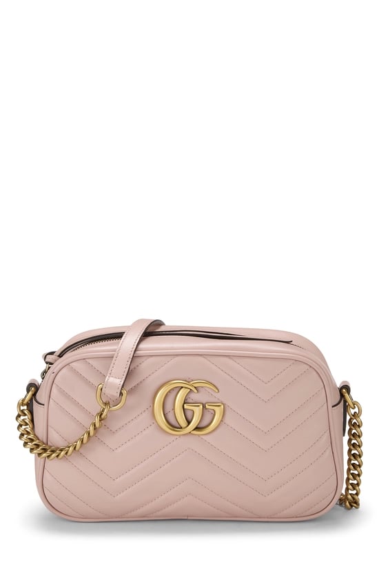 Pink Leather GG Marmont Crossbody Bag Small