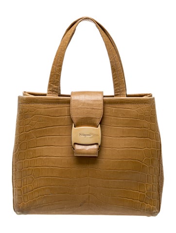 Ferragamo Embossed Leather Top Handle Bag