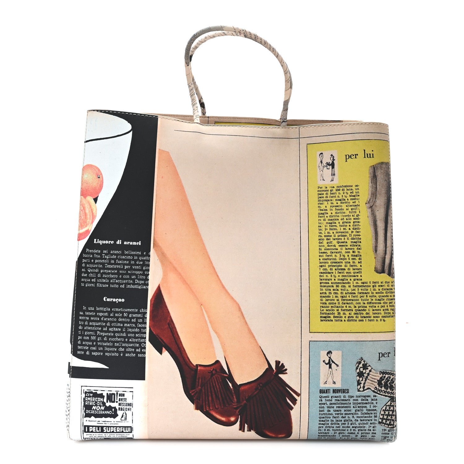 Bottega Veneta Printed Calfskin Medium Newspaper Tote Bag