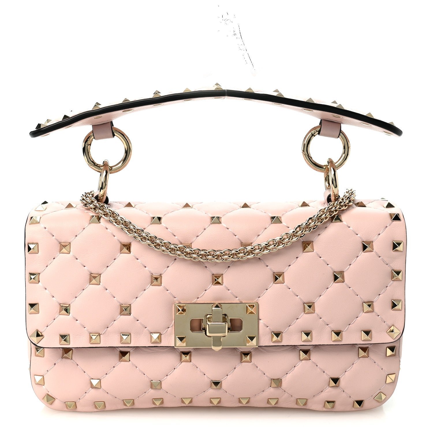 Valentino Garavani Nappa Small Rockstud Spike Shoulder Bag Water Rose