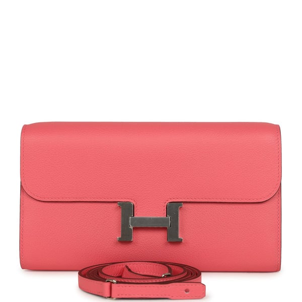 Hermes Hermes Constance Wallet To Go Rose Azalee Evercolor Palladium Hardware