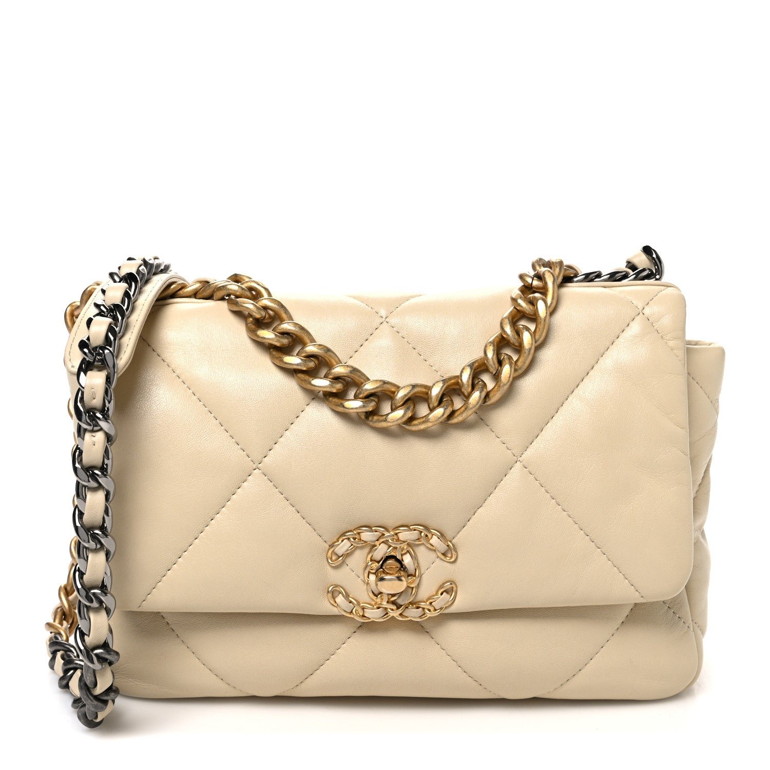 Chanel Lambskin Quilted Medium Chanel 19 Flap White White